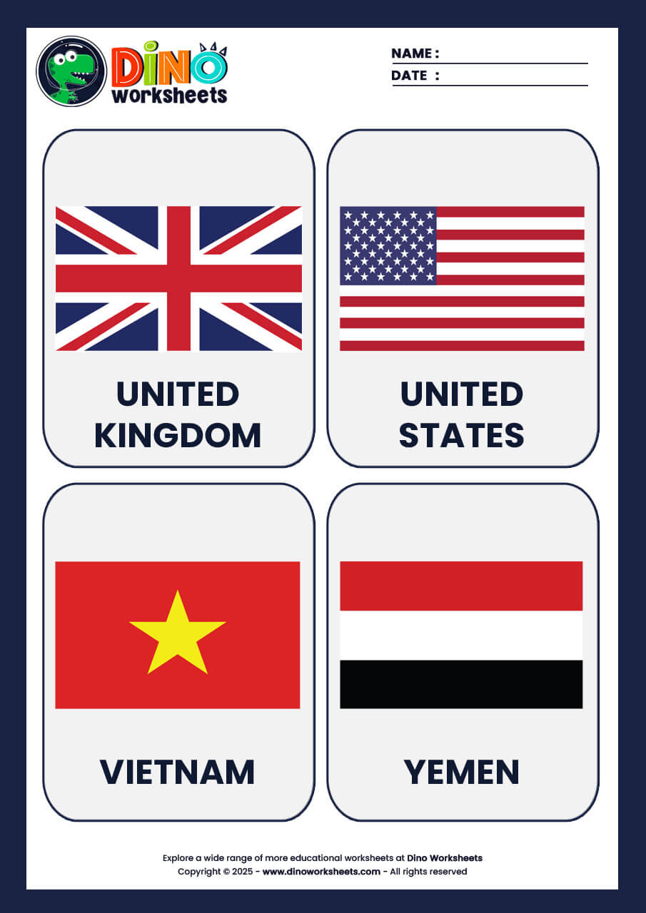 Country Flags Flashcards for Kids
