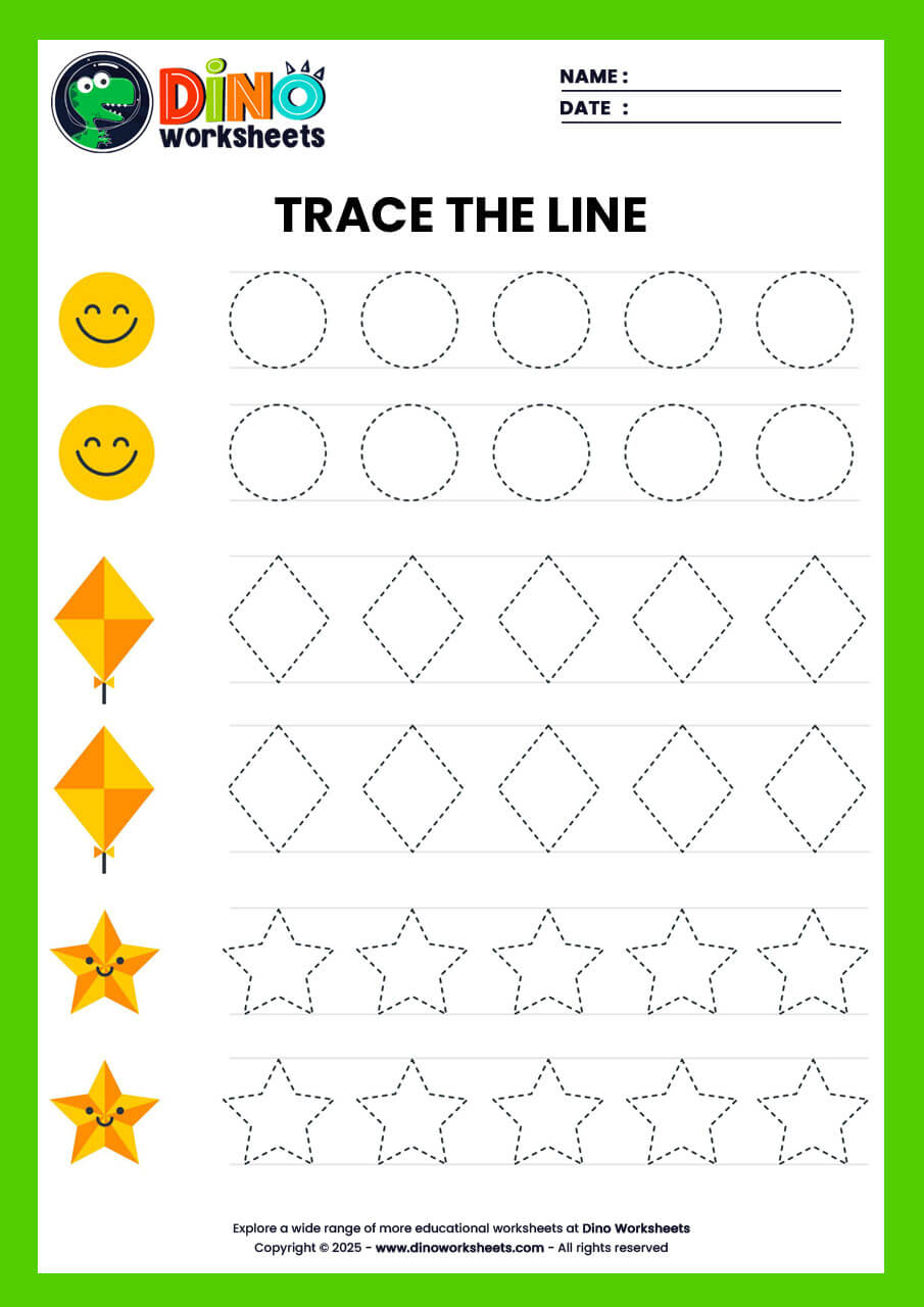 Tracing writing practice worksheet for kindergarten