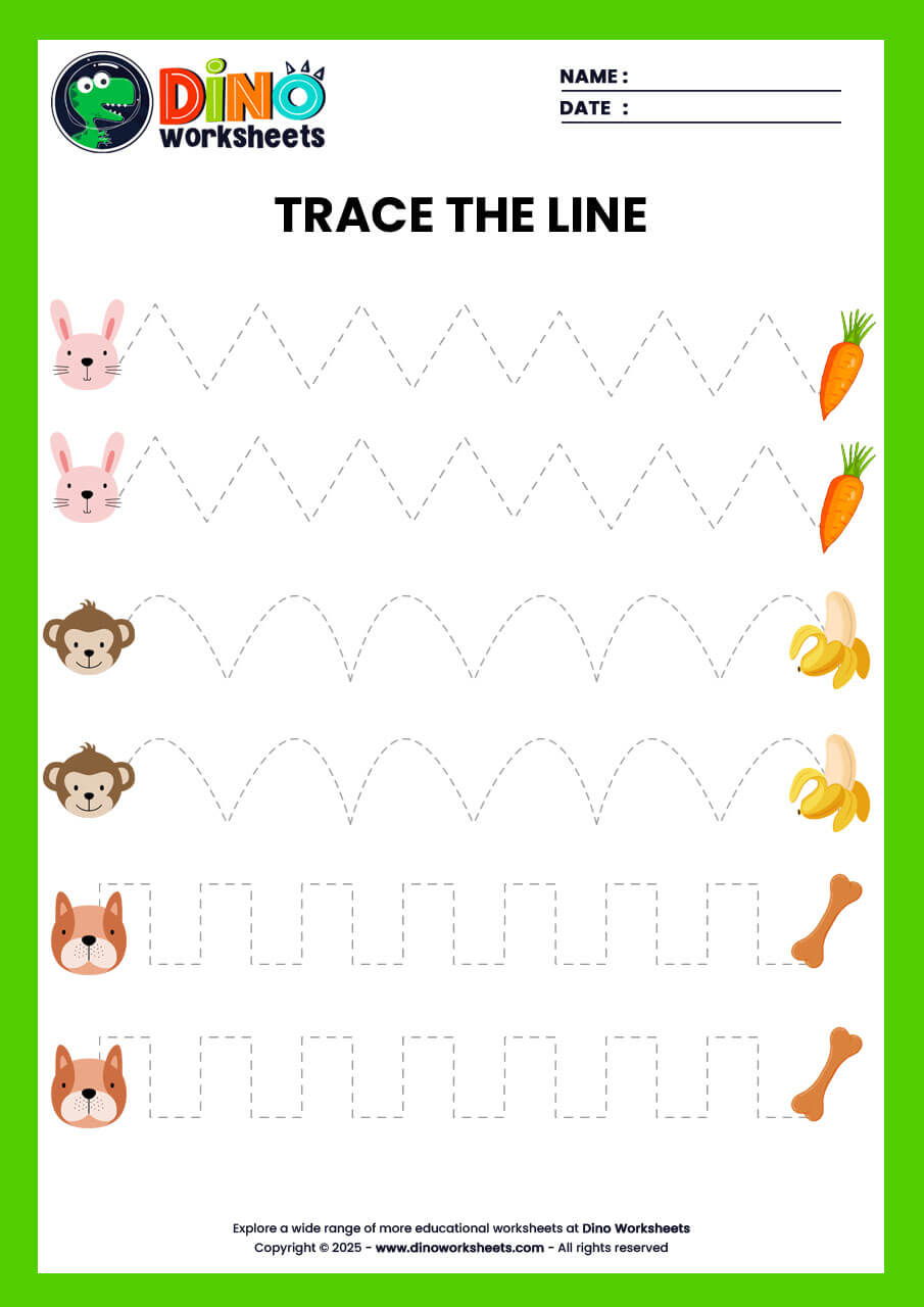 Tracing writing practice worksheet for kindergarten