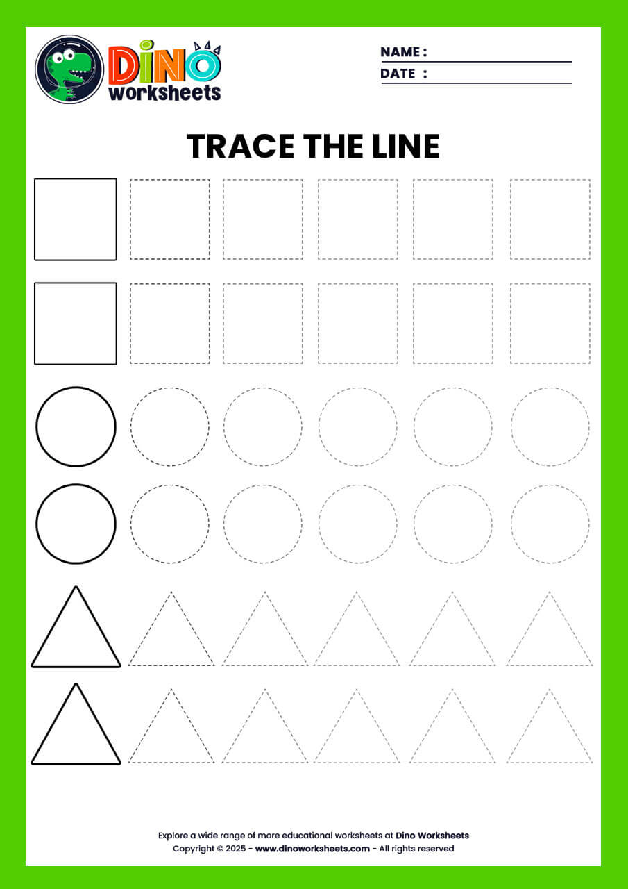 Tracing writing practice worksheet for kindergarten