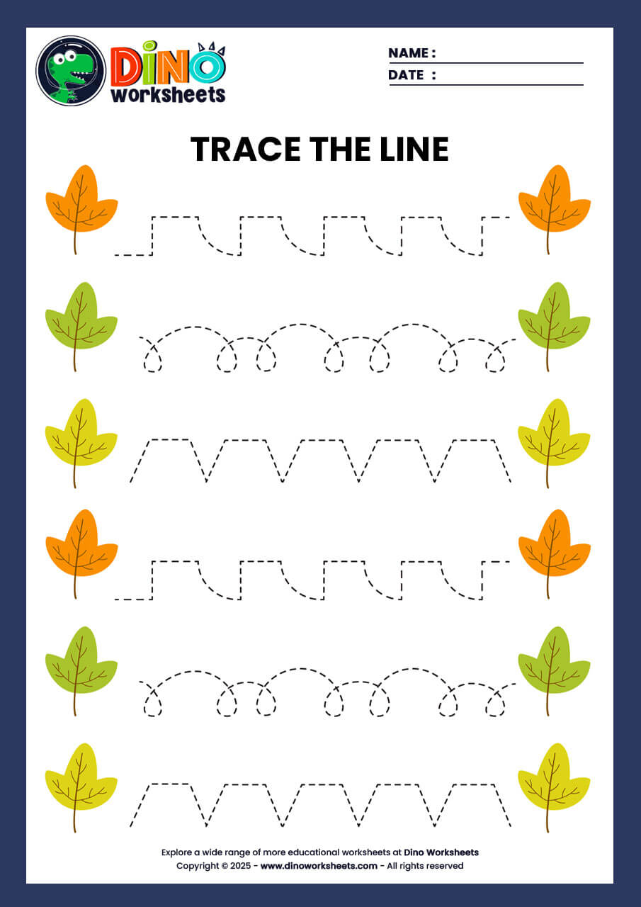 Tracing writing practice worksheet for kindergarten