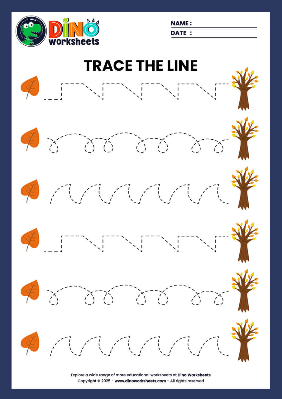 Tracing writing practice worksheet for kindergarten