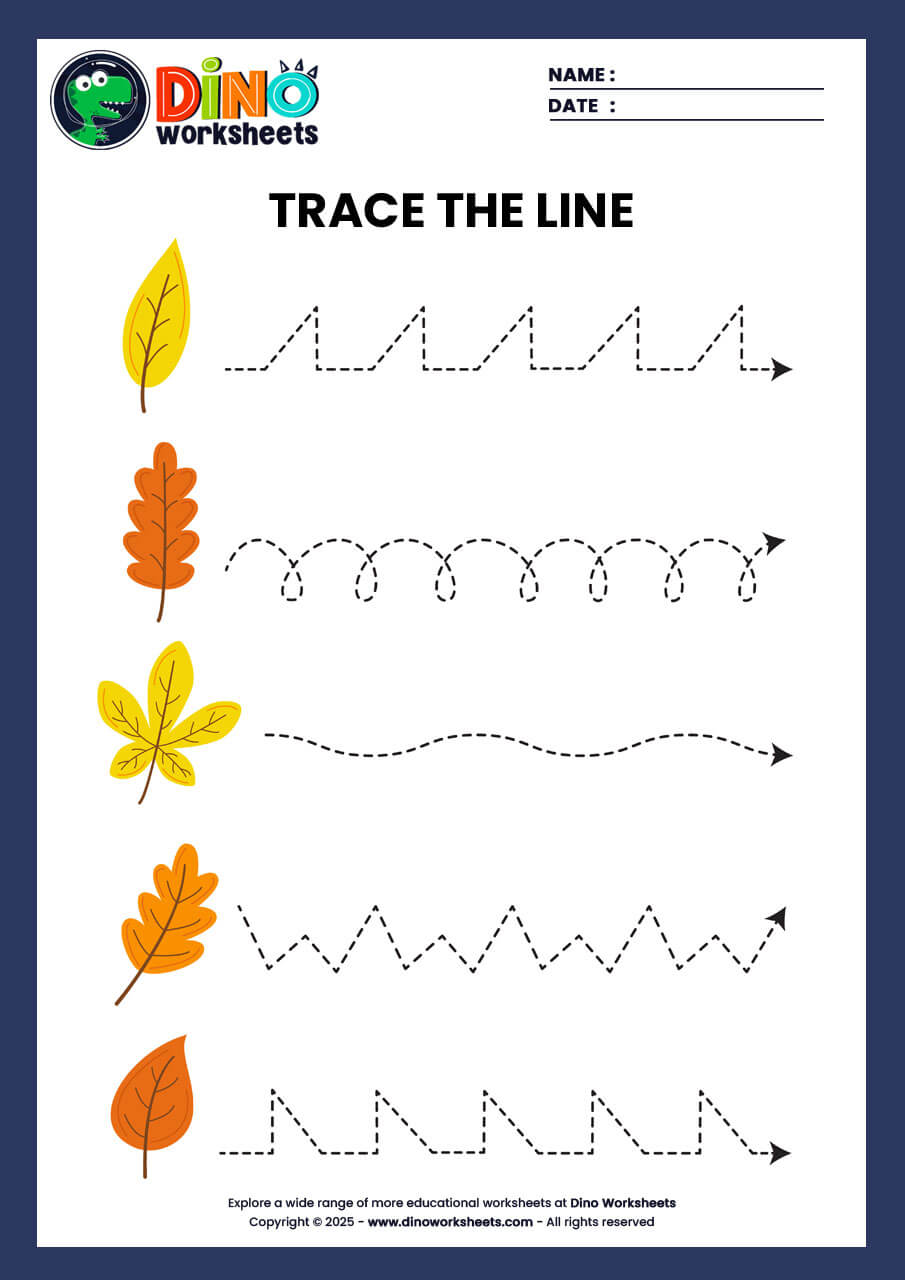 Tracing writing practice worksheet for kindergarten