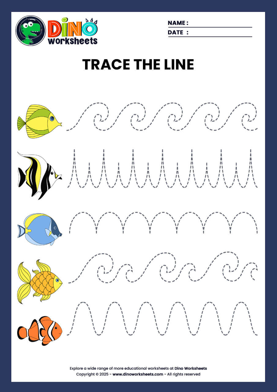 Tracing writing practice worksheet for kindergarten