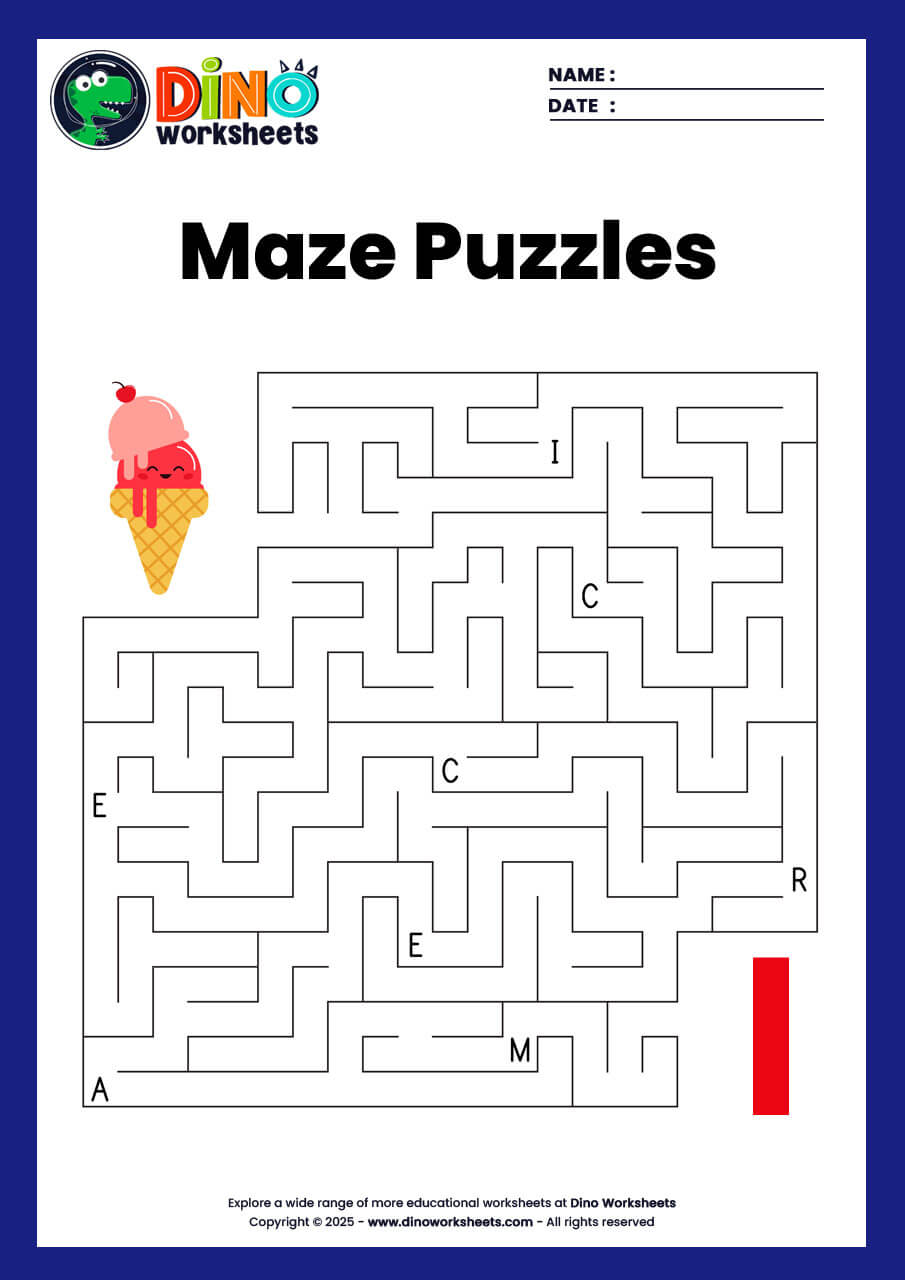 Maze Puzzle Worksheets - Dino Worksheets