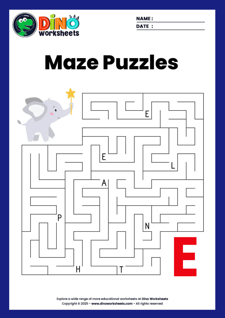 Maze Puzzle Worksheets - Dino Worksheets