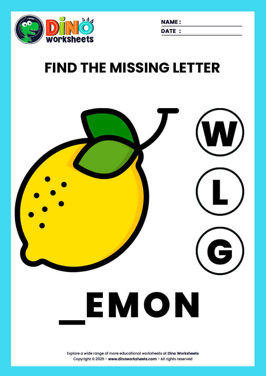 Find the Missing letter English Worksheets