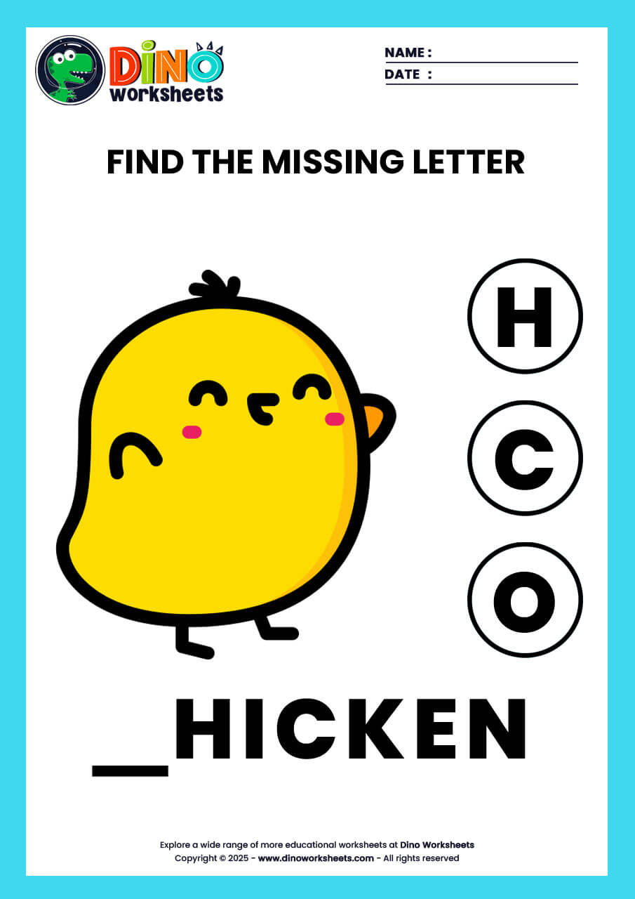 Find the Missing letter English Worksheets