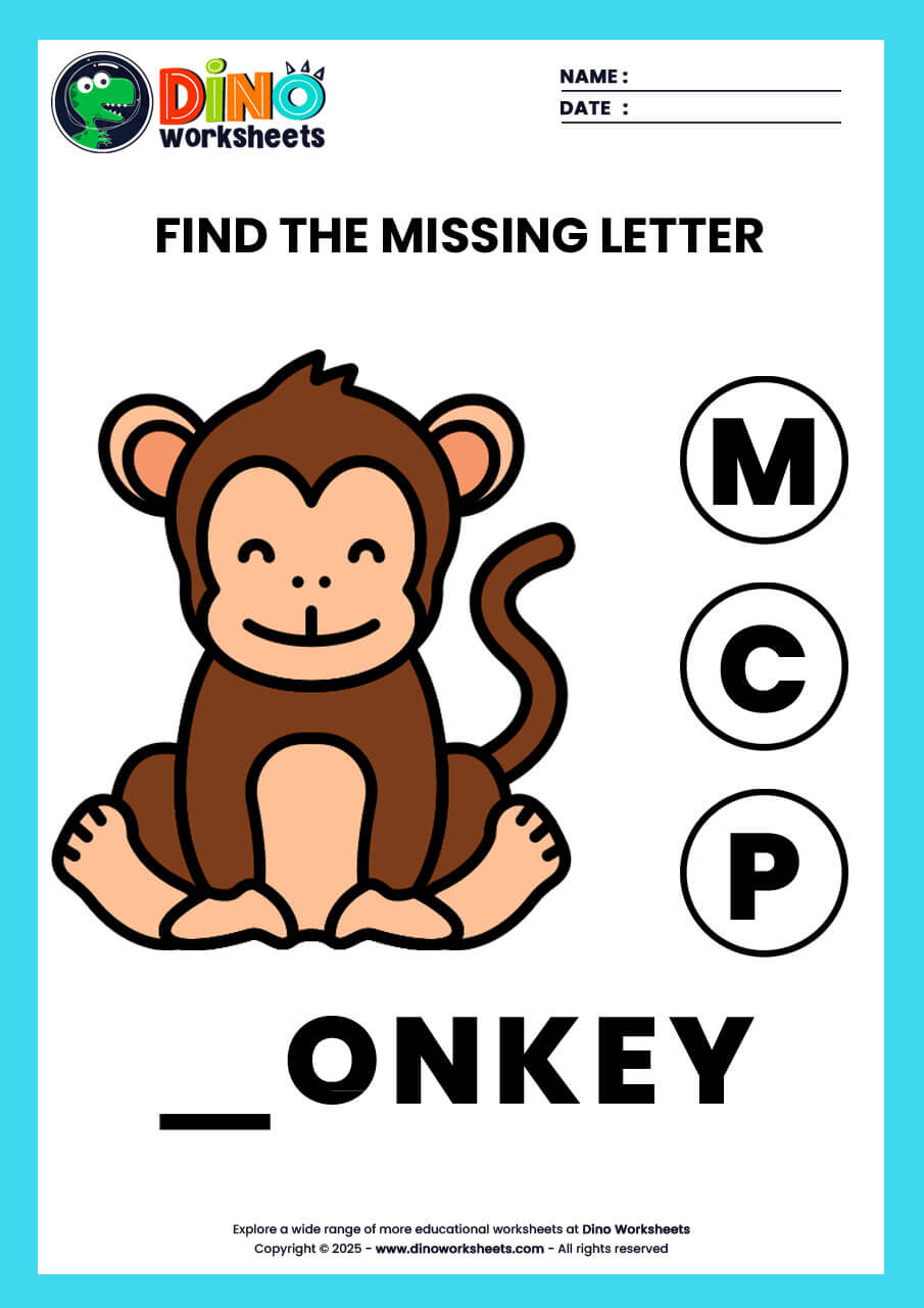 Find the Missing letter English Worksheets