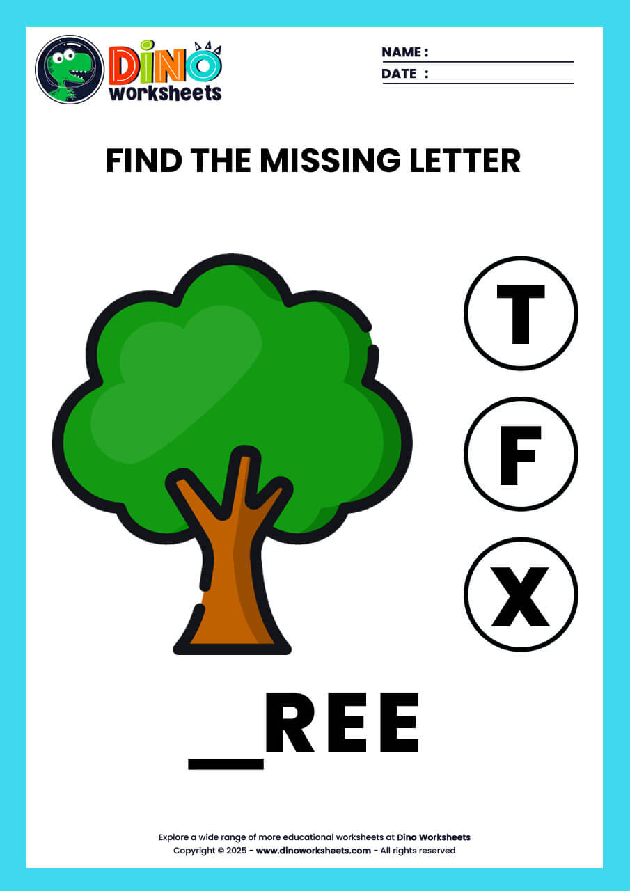 Find the Missing letter English Worksheets