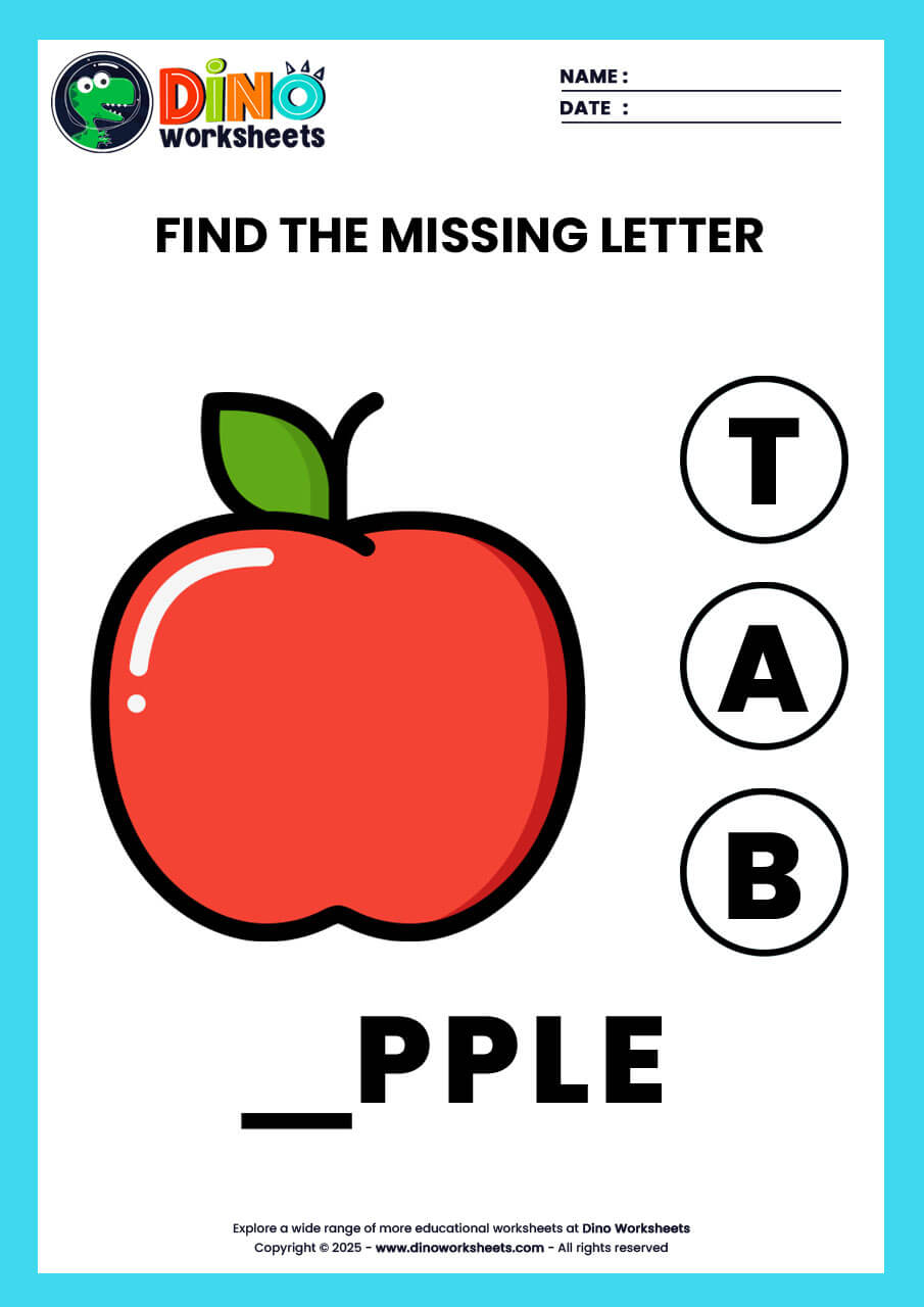 Find the Missing letter English Worksheets