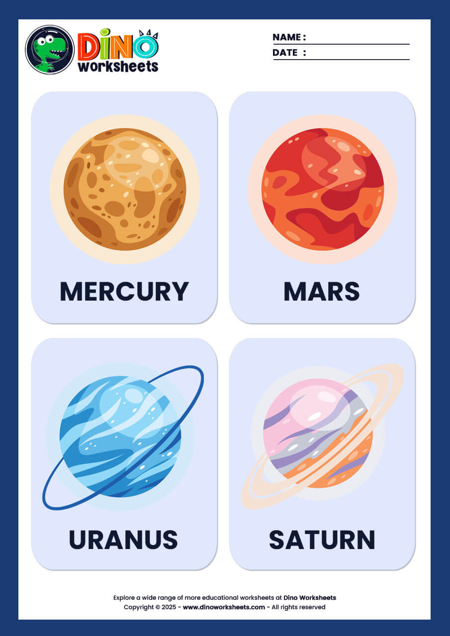 Planets and solar system Flashcards for Kids