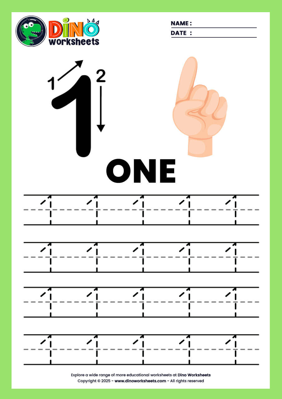 Math Numbers 1 to 10 Tracing Worksheets