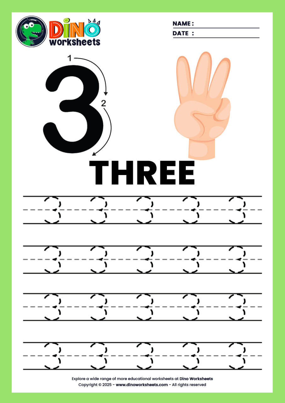 Math Numbers 1 to 10 Tracing Worksheets