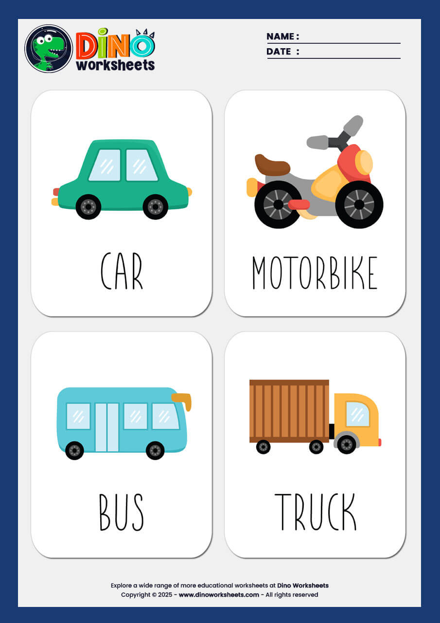 Transport Flashcards for Kids and Toddlers