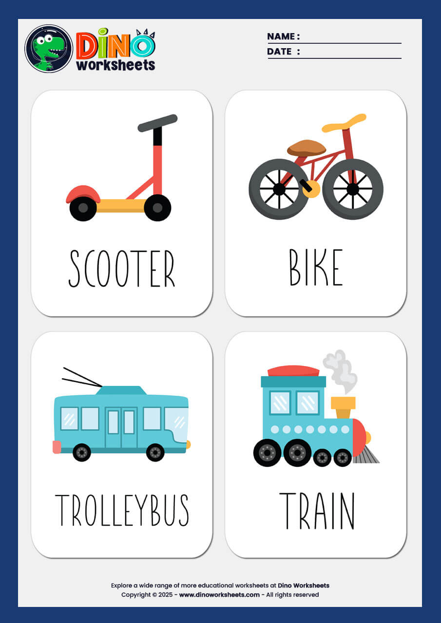 Transport Flashcards for Kids and Toddlers
