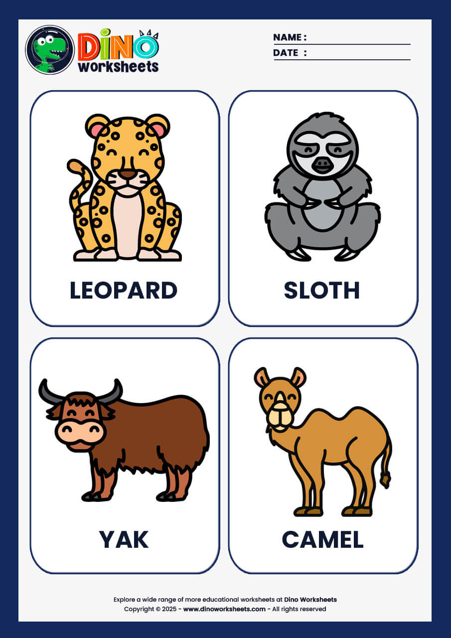 Wild Animals Flashcards for Kids