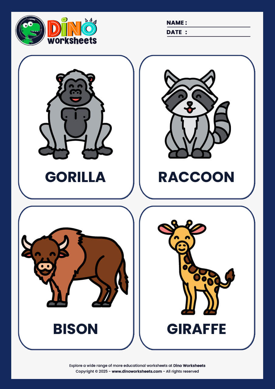Wild Animals Flashcards for Kids