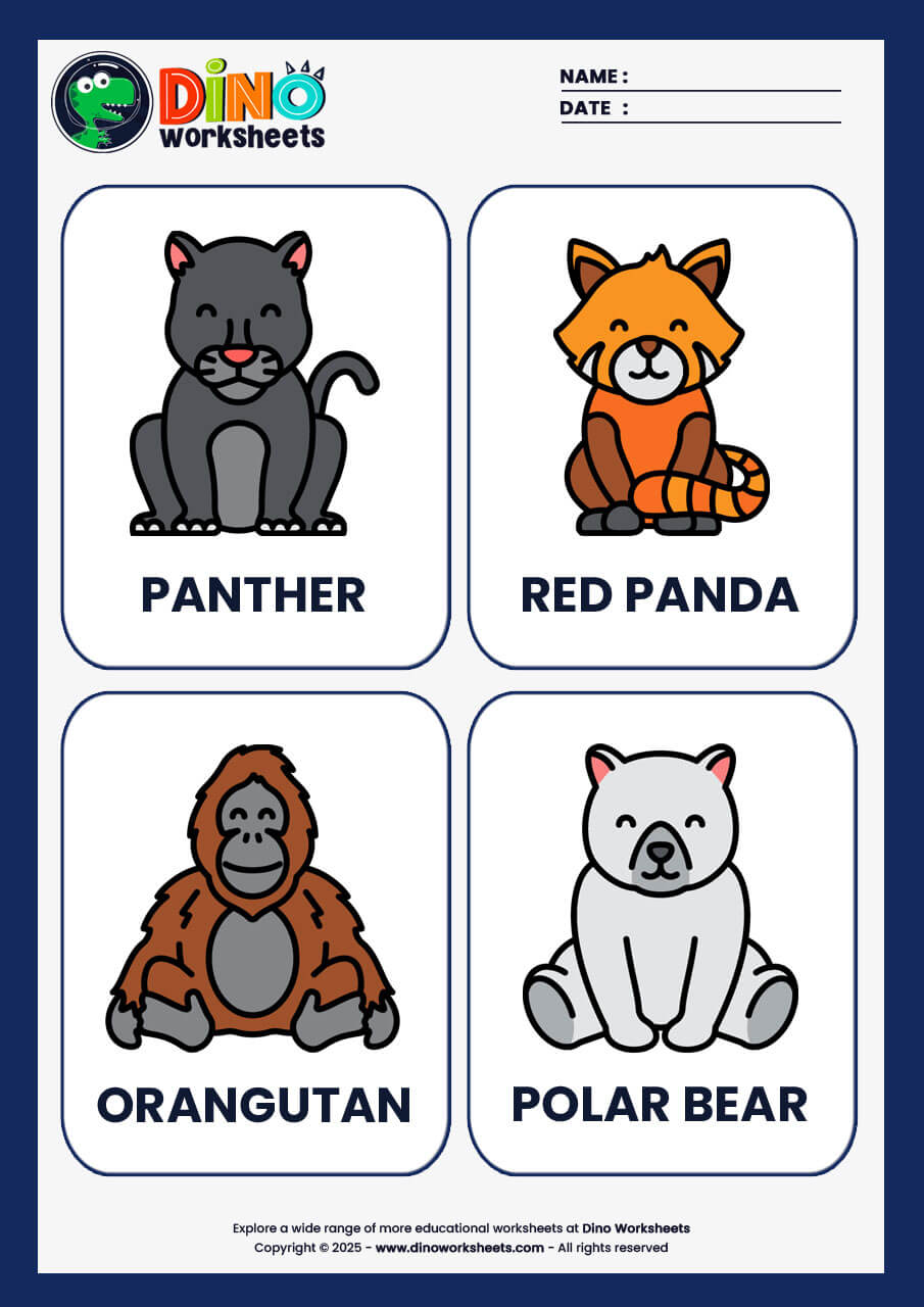 Wild Animals Flashcards for Kids