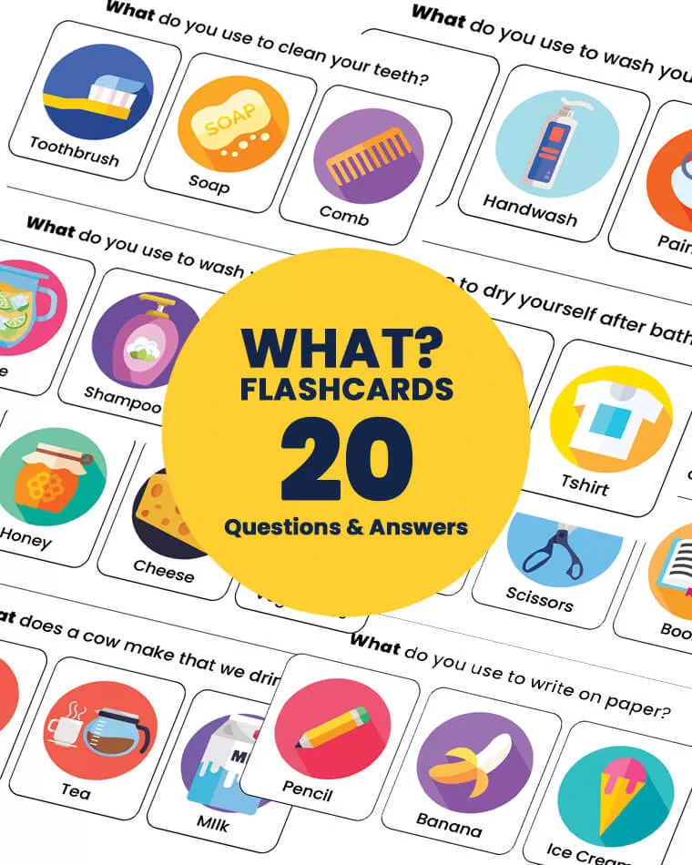 WH Questions - 20 What Printable Flashcards for Kids - Image 2
