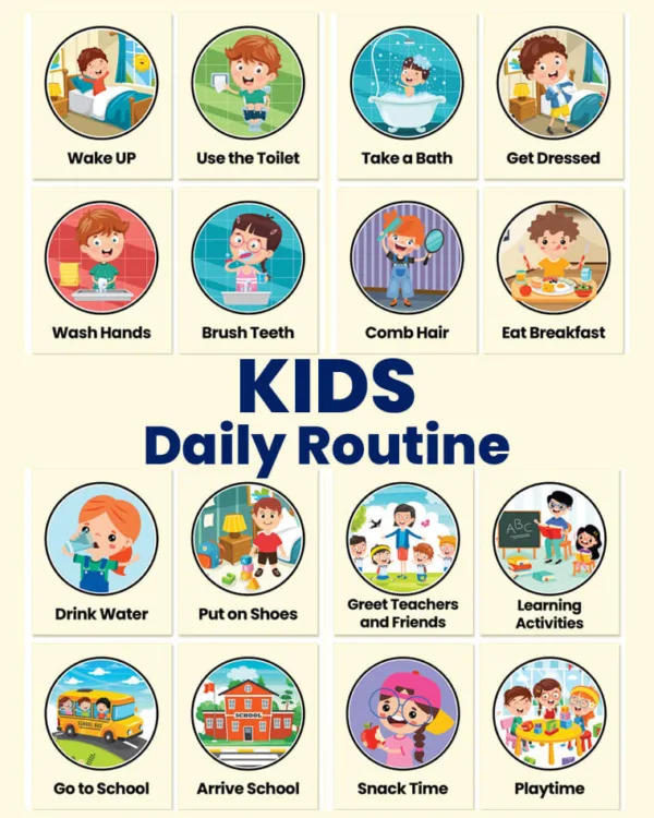36 Daily Routine Printable Activities Flashcards for Kids
