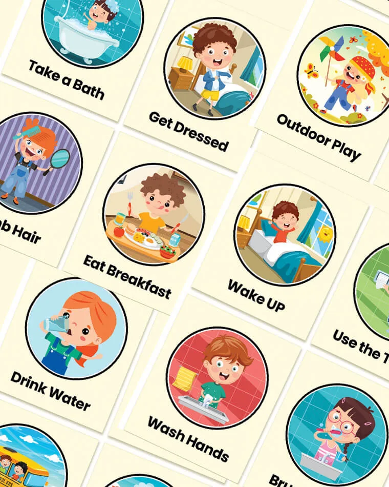 36 Daily Routine Printable Activities Flashcards for Kids - Image 3